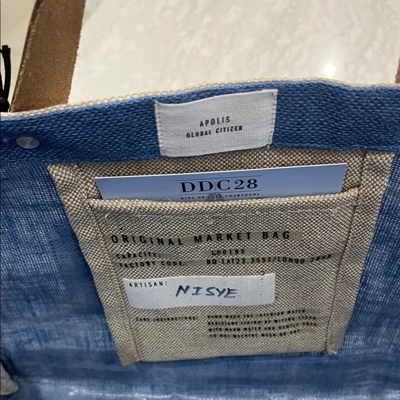 The Lowell New York Blue Canvas Tote with Tan Accents - Picture 3 of 8